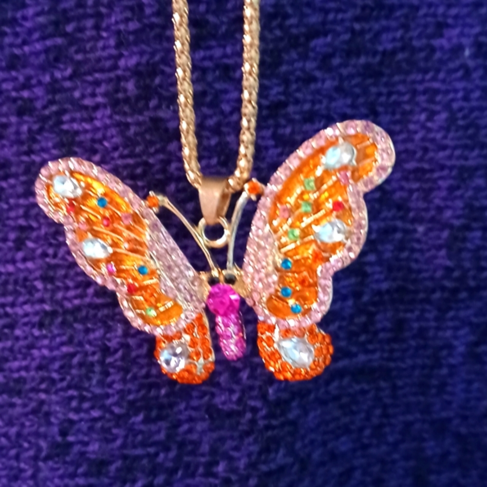 Sparkling Betsey Johnson Butteryfly Necklace